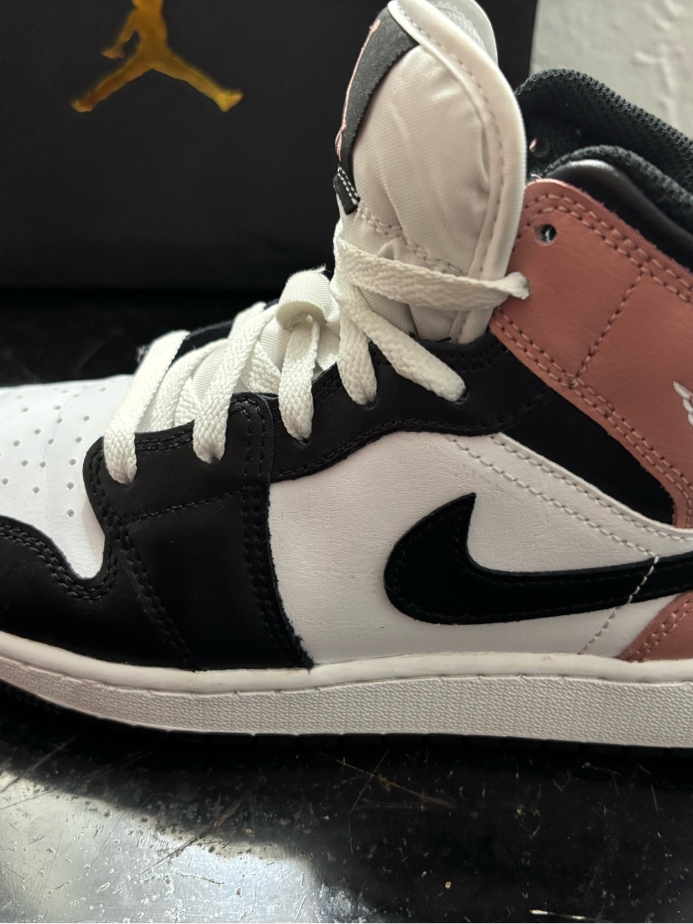 Jordan Women’s Mid-Top Sneakers in White, Black & Mauve - Picture 6 of 6